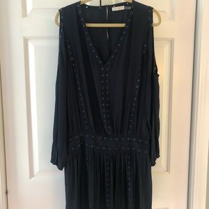Beautiful ramy brook navy dress with metal and cutout details.